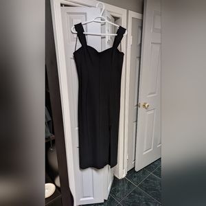 Abercrombie Wide Strap Corset Midi Dress in black, size large
